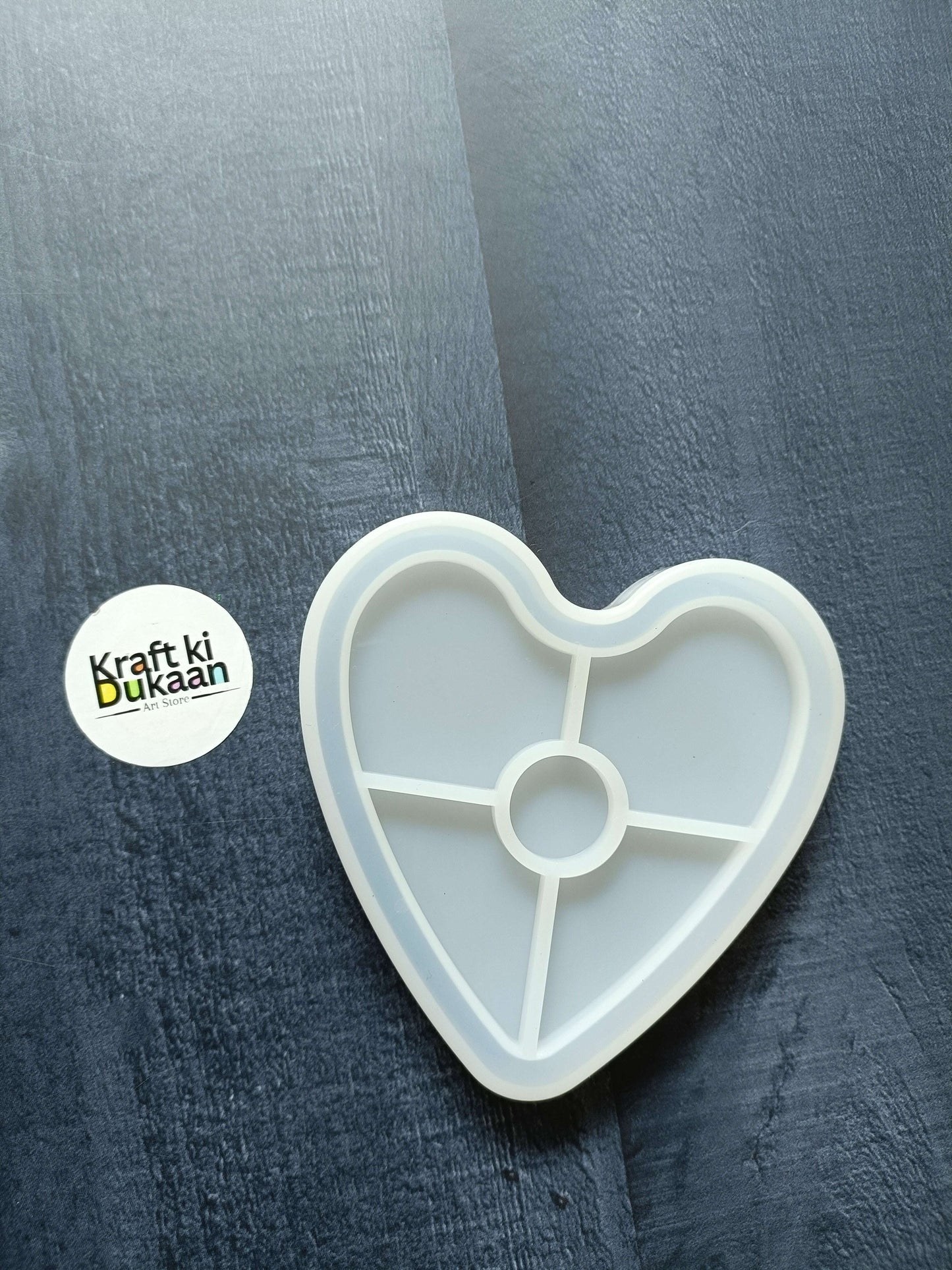 4" heart edge mould, white heart shape with inner divider bars