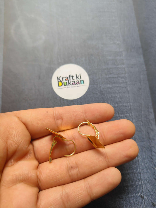 Gold square drop earring base, set of 2