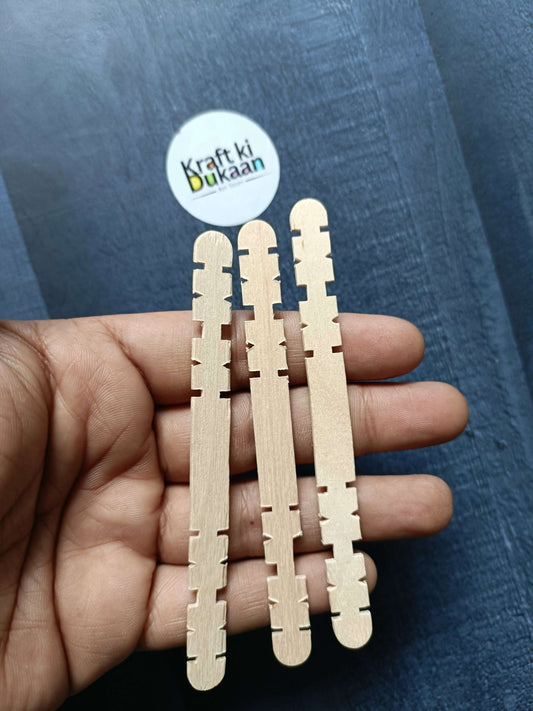 Ice cream designer sticks pack, beige decorative wooden pieces