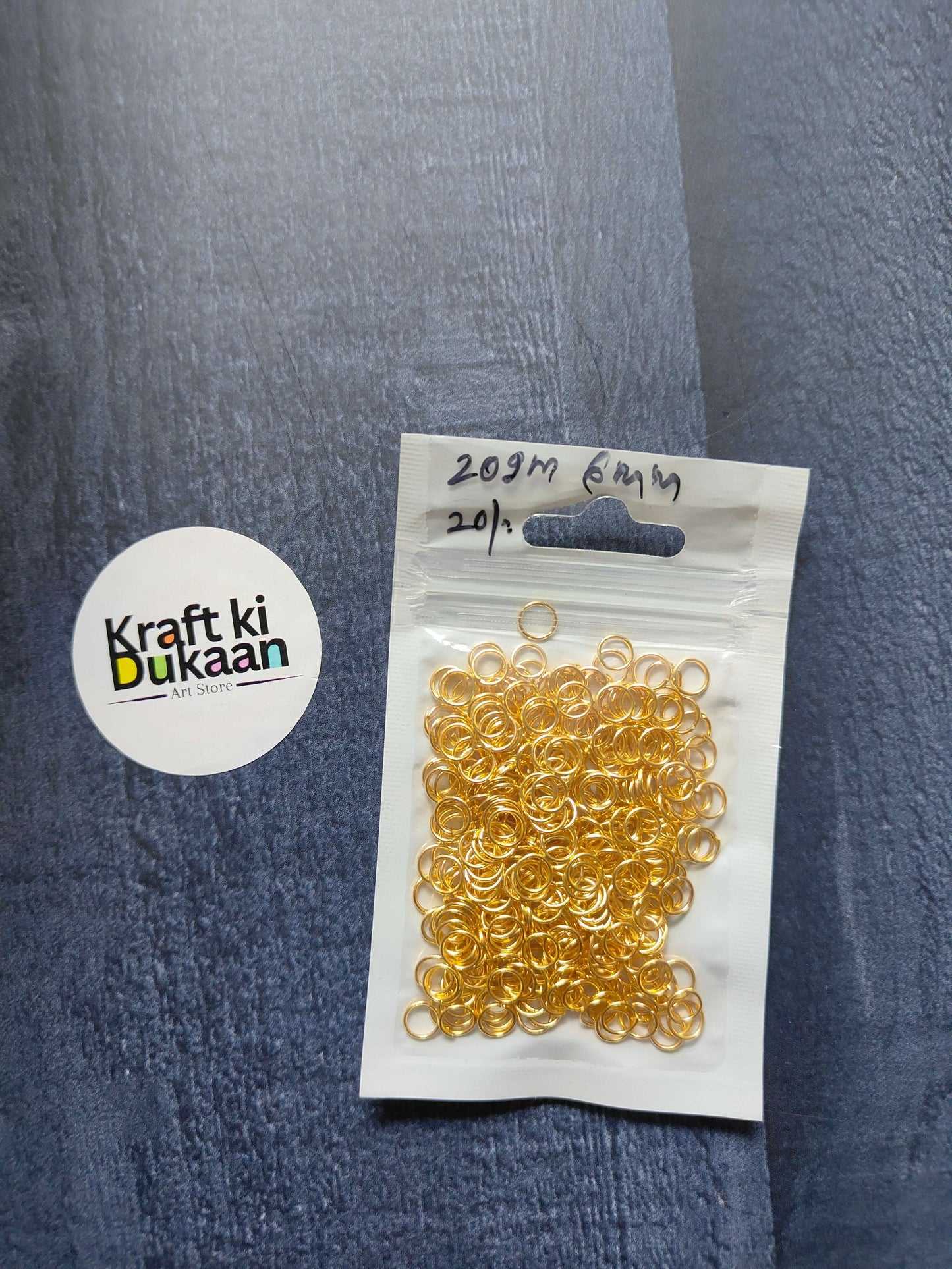 Golden jump rings, 20g pack with 6mm rings; many gold loops