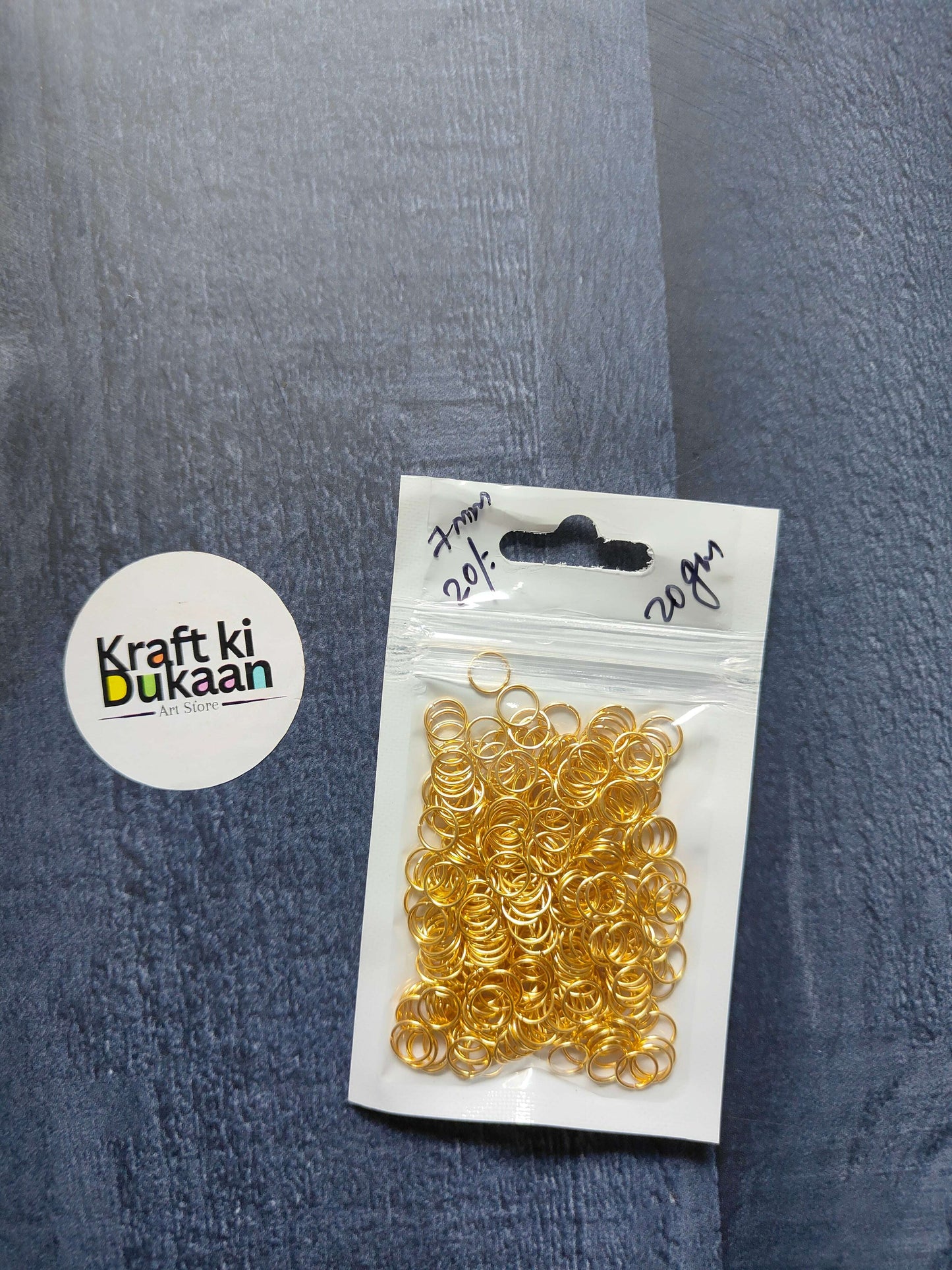 Golden jump rings, 20g pack with 7mm rings; round gold open rings