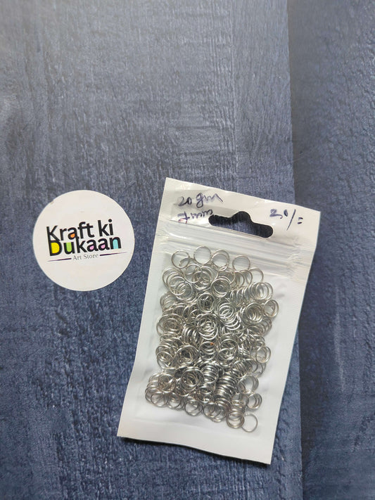 Silver jump rings 20g pack, many round metal rings in pouch