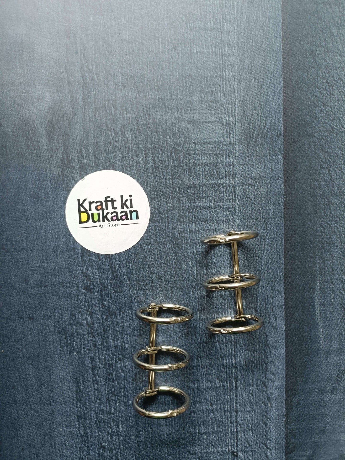 Silver 3-hole book ring pack of 2, stacked together