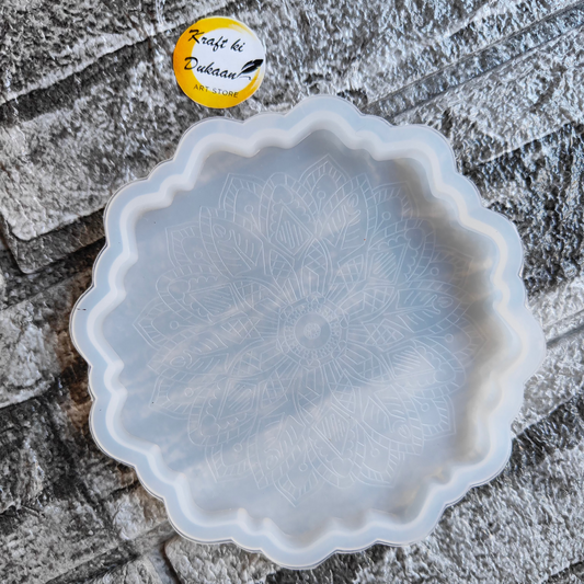 Kraft ki Dukaan mandala coaster mold with intricate floral pattern for resin art craft projects