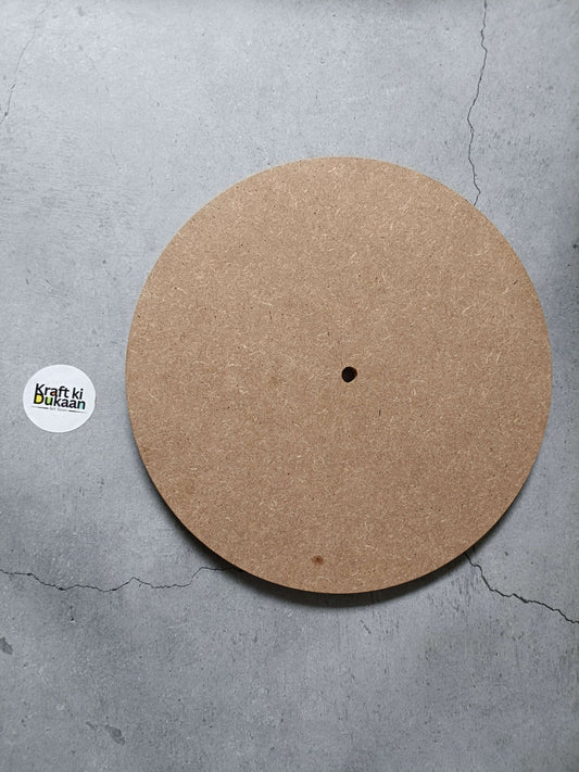 Round MDF board with central hole, 10mm, light brown circular disc