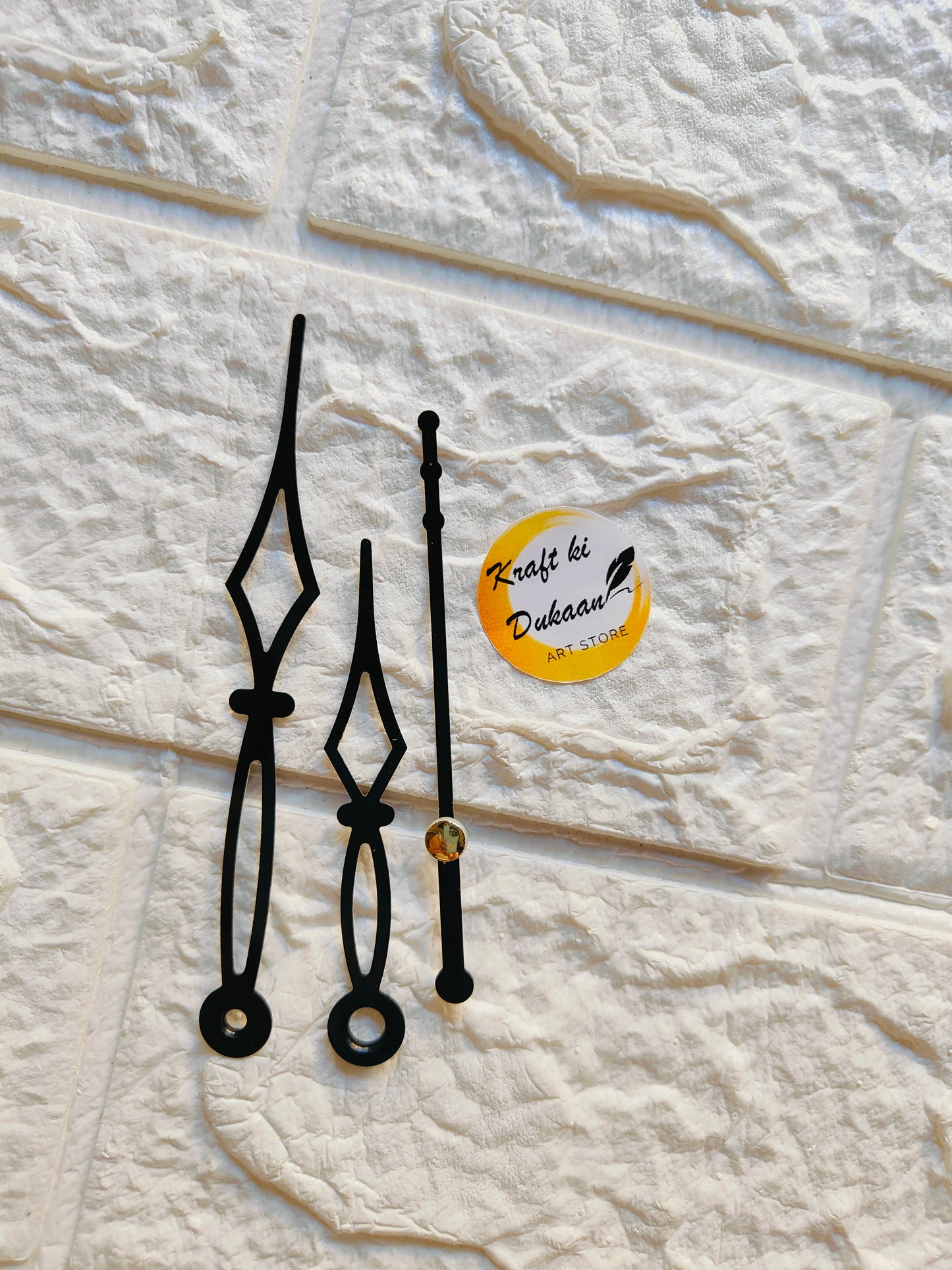 Set of black metal clock hands for crafts suitable for DIY projects and clock making