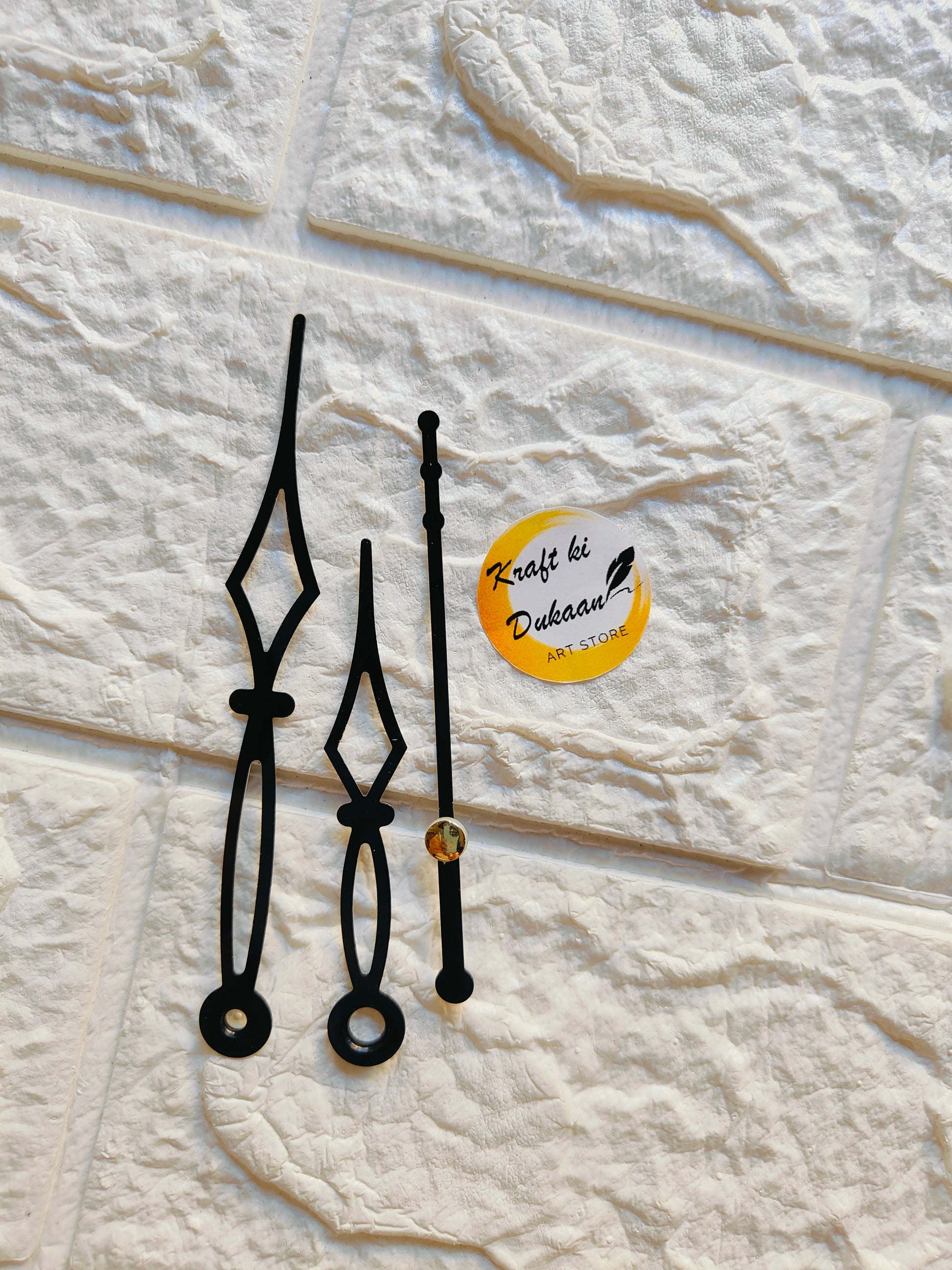 Set of black metal clock hands for crafts suitable for DIY projects and clock making