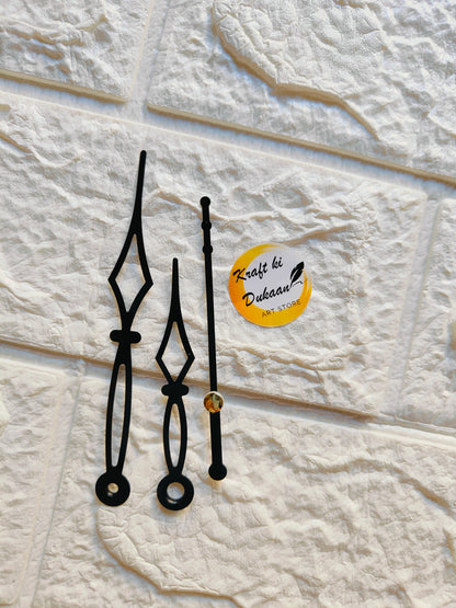 Set of black metal clock hands for crafts suitable for DIY projects and clock making