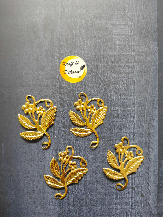 Metal Leaf A11 pack of 50—gold metal leaf charms, four pieces shown