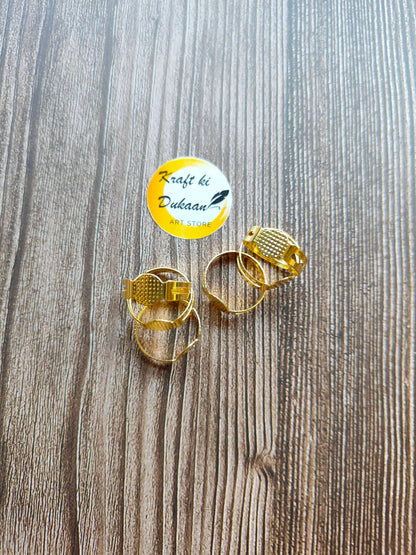 Gold-tone ring base set of two with textured bead caps