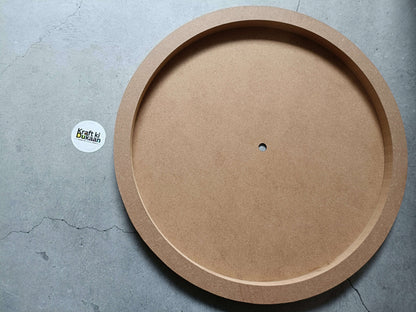 Round MDF wall mural with wide outer ring and center hanging hole, kraft brown