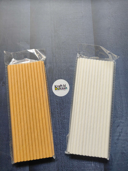 Gold and white paper straw packs, 25 each