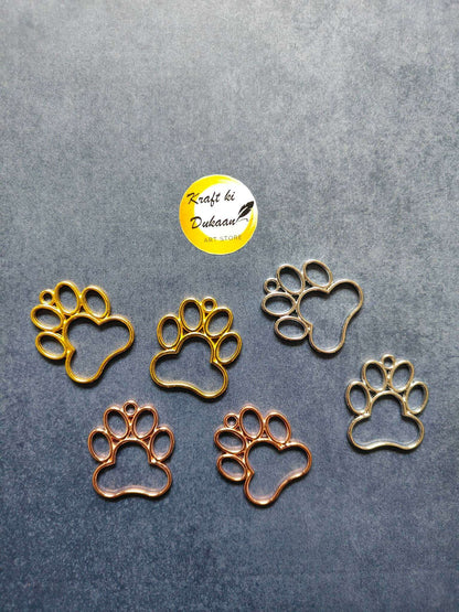 Paw bezel pendant set, 5 paw-shaped bezels in mixed metal tones