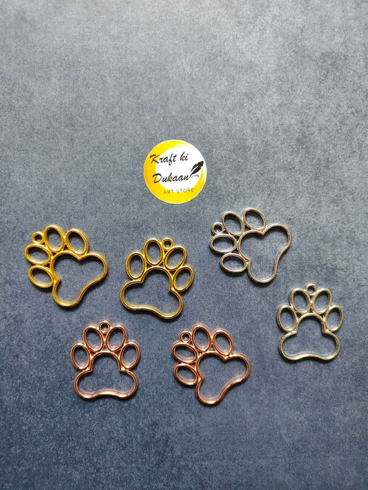 Paw bezel pendant set, 5 paw-shaped bezels in mixed metal tones
