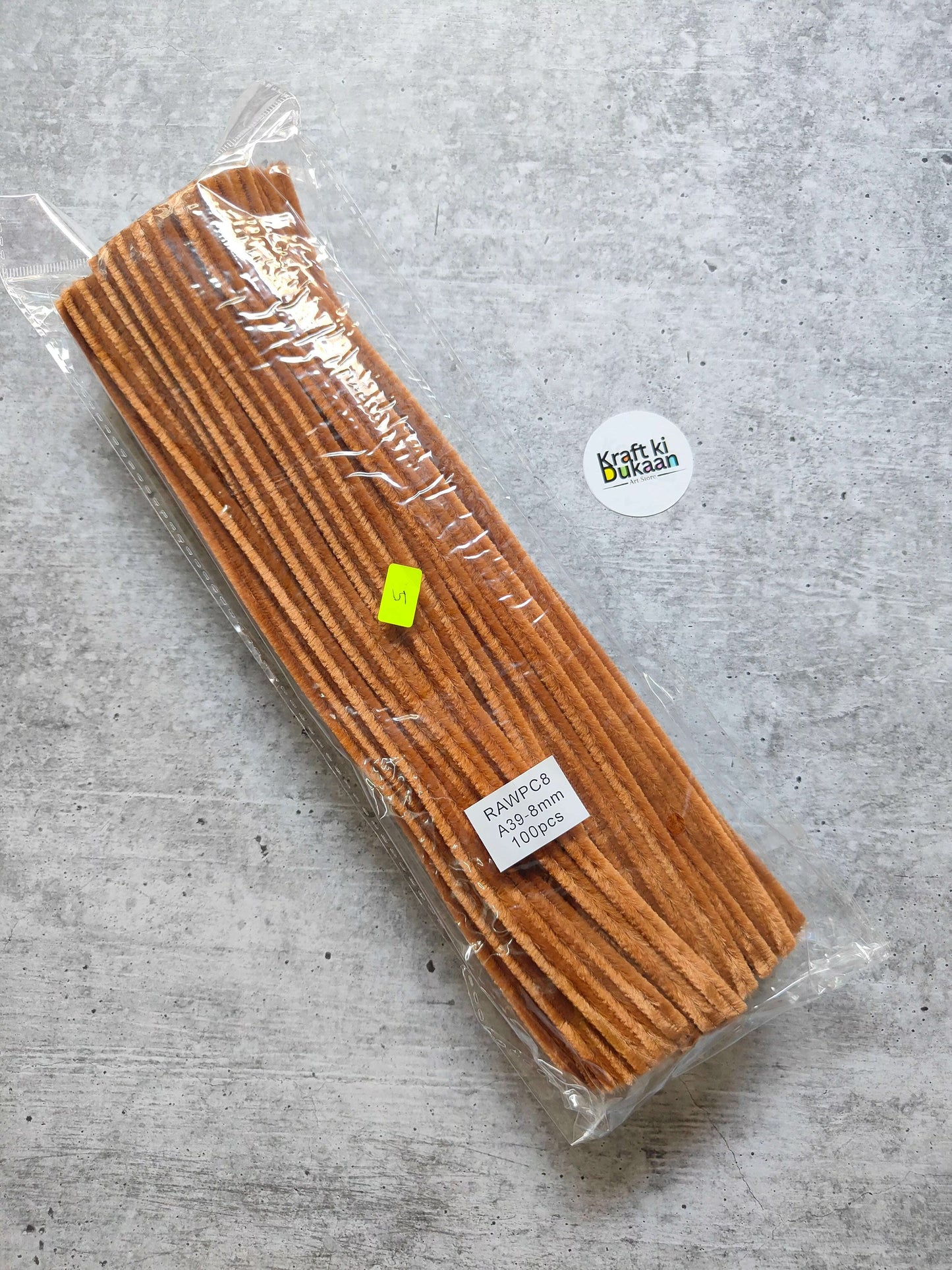 Pipe Cleaner Brown, plain pack of 100 in sealed plastic wrap