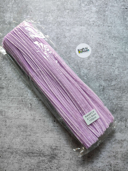 Pipe cleaner plain pack of 100, lavender purple