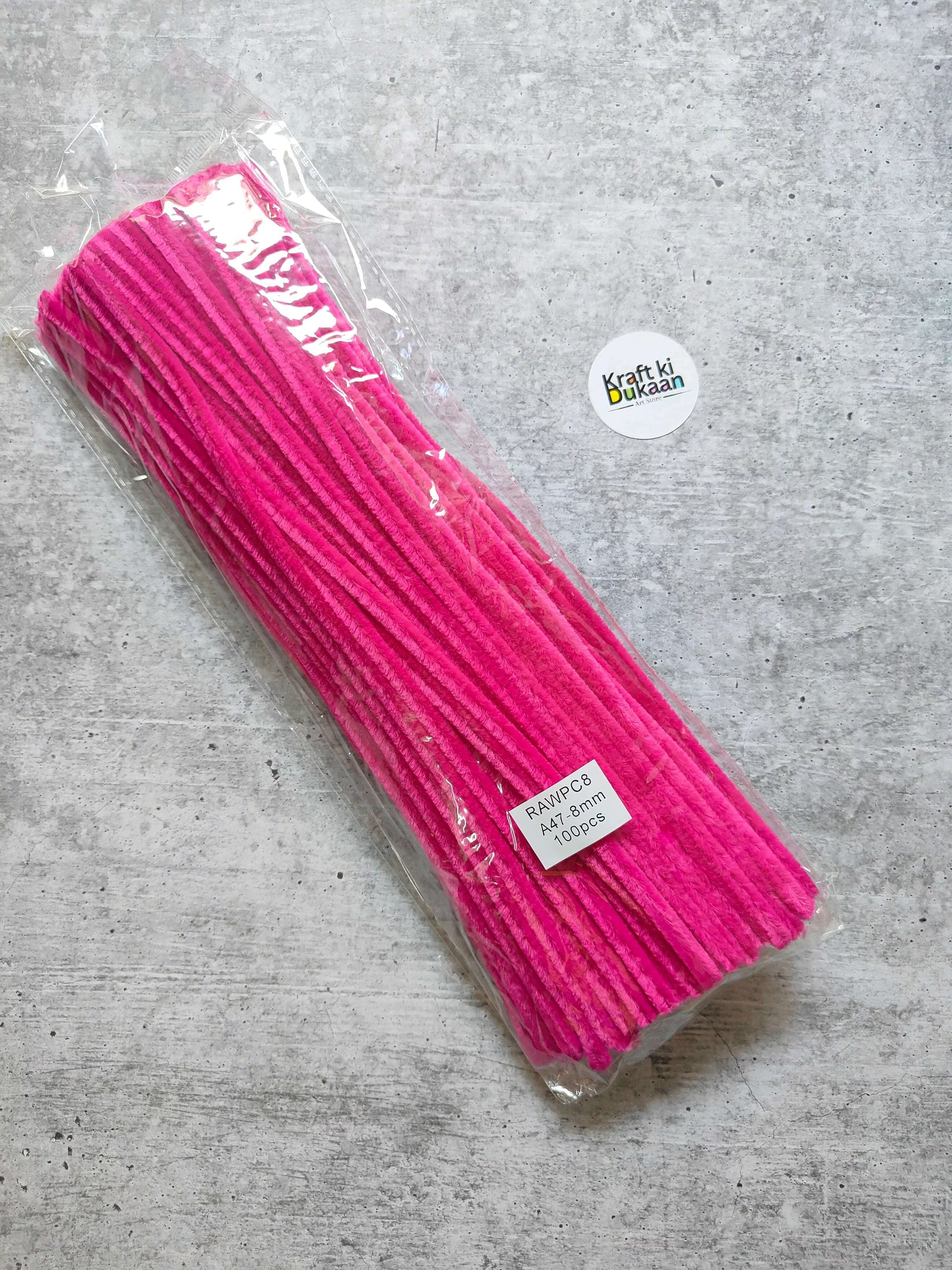 Pipe cleaner plain pack of 100, bright pink