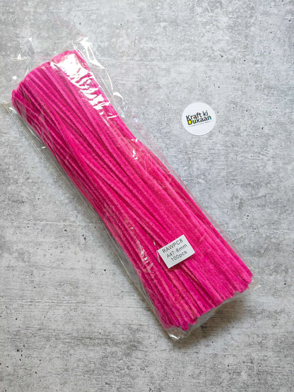 Pipe cleaner plain pack of 100, bright pink
