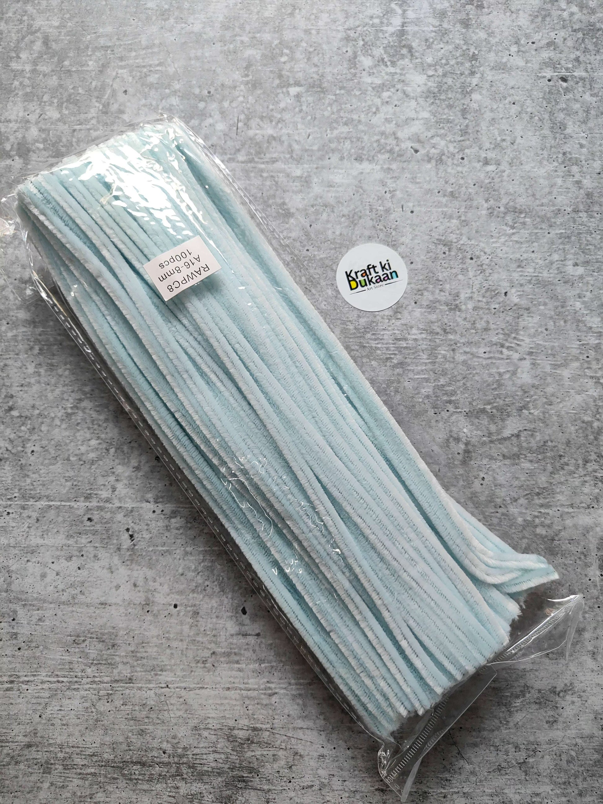 Pipe cleaner plain pack of 100, aqua blue