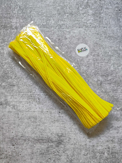 Pipe Cleaner Bright yellow, plain pack of 100 in sealed plastic wrap