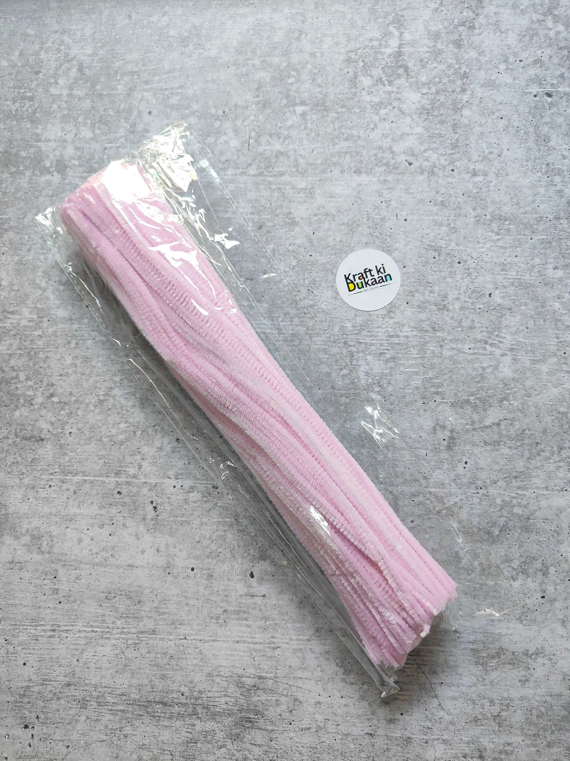 Light pink plain pipe cleaners, pack of 100, bundled in clear plastic wrap
