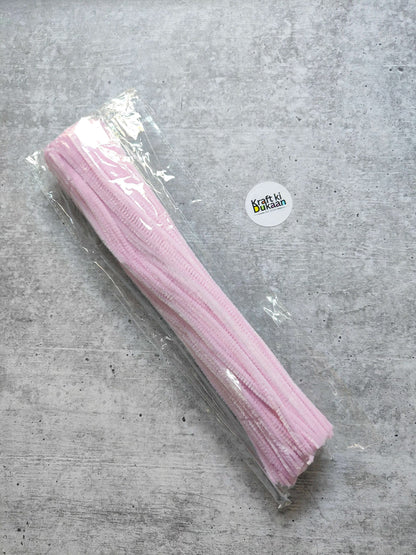 Light pink plain pipe cleaners, pack of 100, bundled in clear plastic wrap