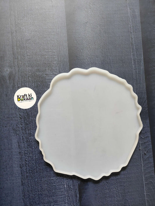 8" Agate round mould, scalloped-edge silicone mold, 7mm