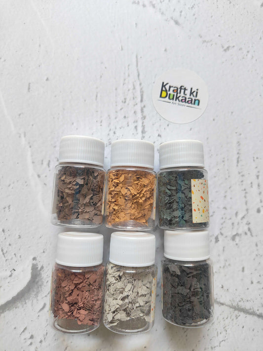 Rock stone chips pack of 6, assorted colors in small capped containers