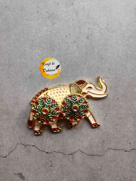 Roli chwal plate A3 with colorful elephant design and gold-tone outline