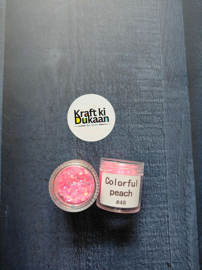 Shimmer Glitter Colorful Peach (#48) in round jar container
