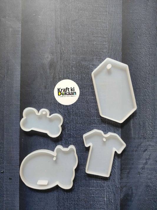 4PC tag mould set with octagon, number, bear and cloud shapes
