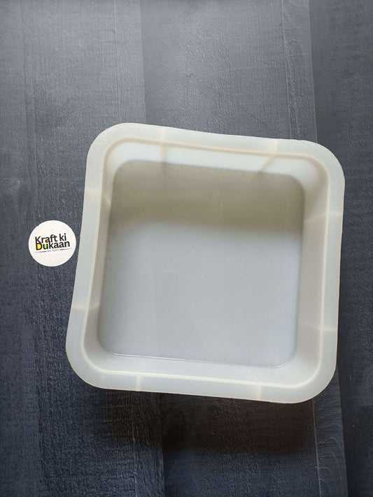 6 inch square deep mould, 50mm—light cream square tray with raised sides