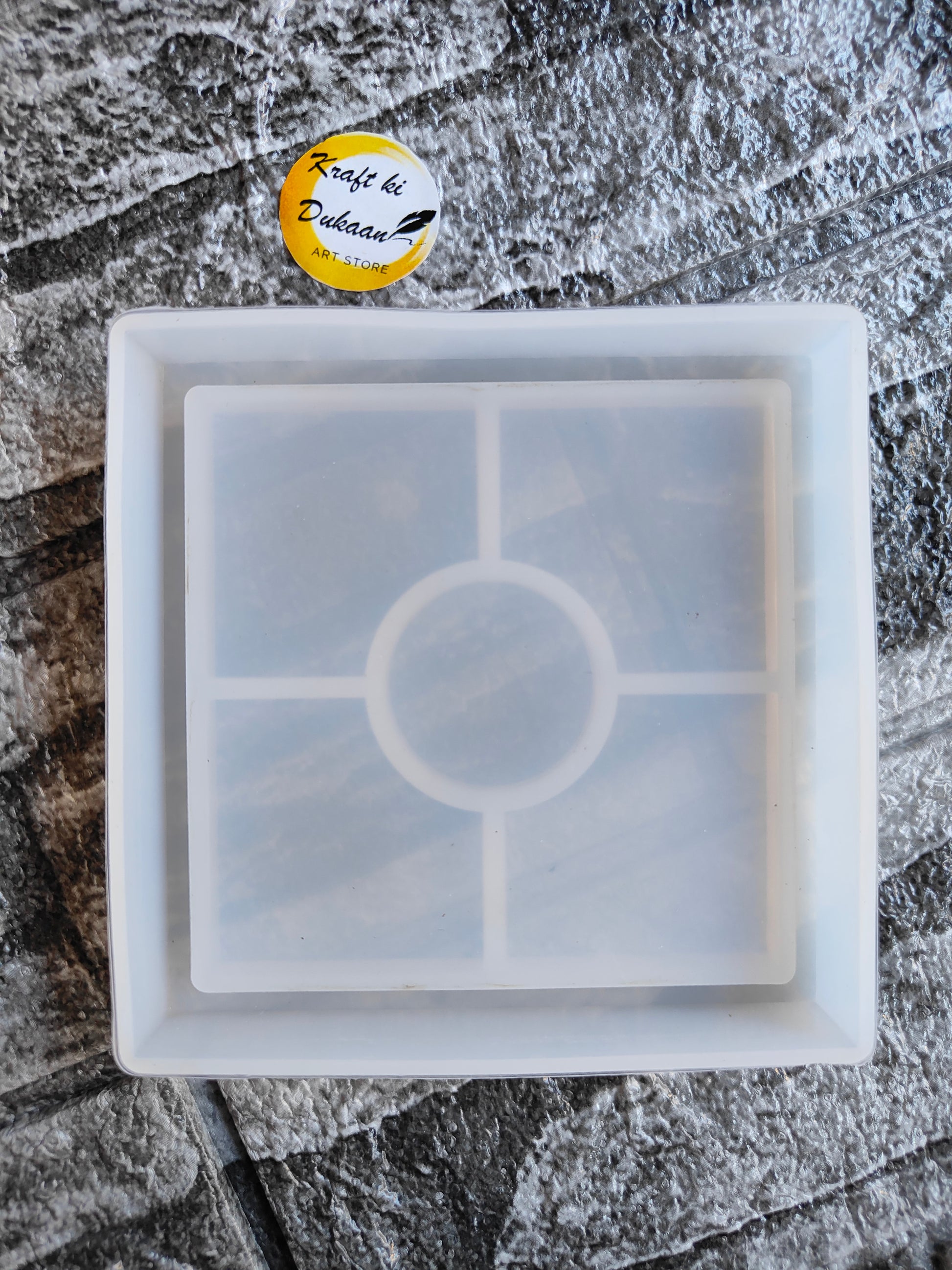 Kraft ki Dukaan square trinket tray mold made of clear silicone with divided compartments