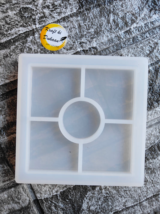 Kraft ki Dukaan square trinket tray mold with divided sections for resin or craft projects