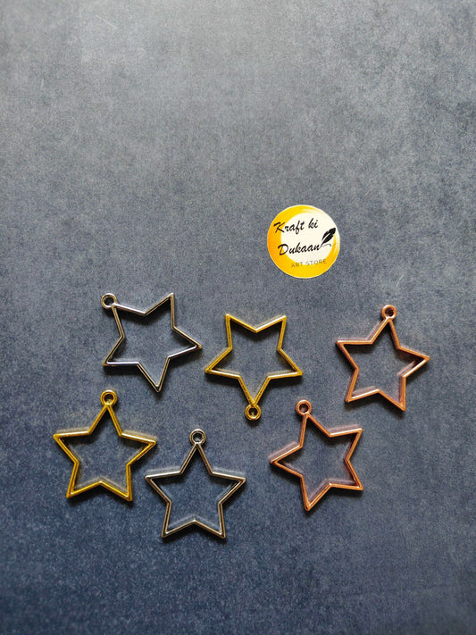 Star bezel pendant set: five star charms in mixed gold, silver, and rose gold