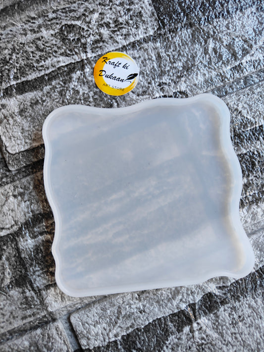 Kraft ki Dukaan translucent uneven square silicone mold with wavy edges for crafting