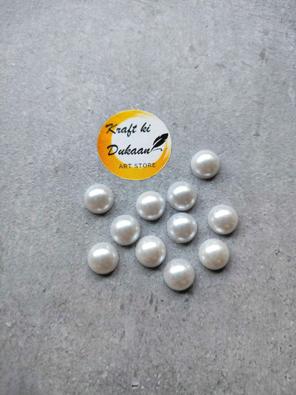 White Pearl Half Cut Round Beads