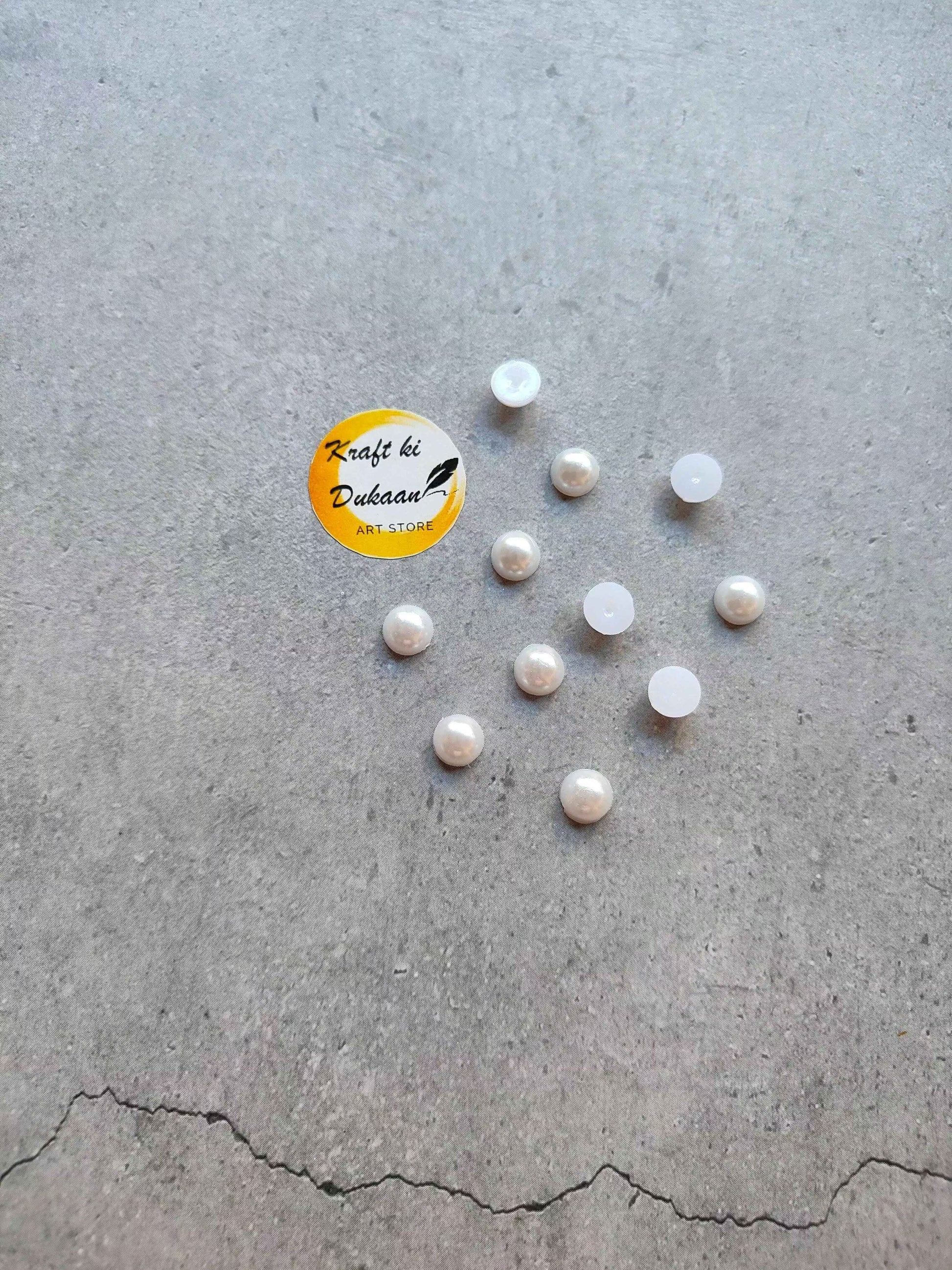 White Pearl Half Cut Round Beads