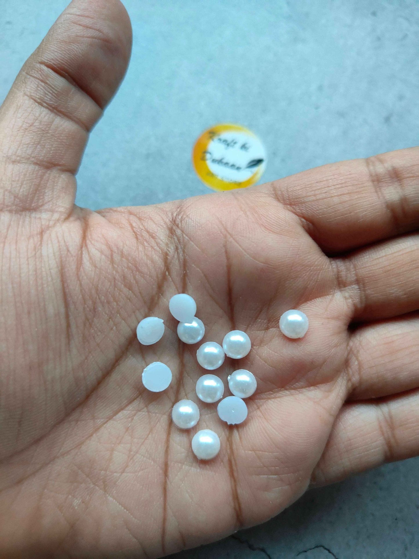 White Pearl Half Cut Round Beads