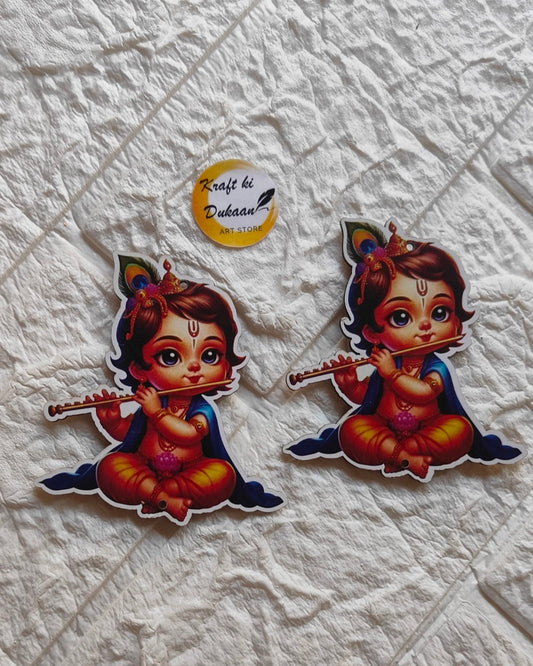 Kraft ki Dukaan MDF cutout for crafts featuring colorful cartoon baby Krishna playing flute
