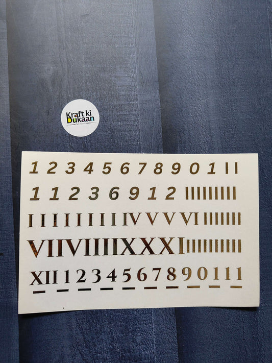 A5 gold embossed sticker sheet with Roman and numeric number designs