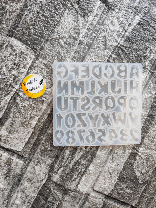 Kraft ki Dukaan mini alphabet mold for resin with letters and numbers in clear silicone