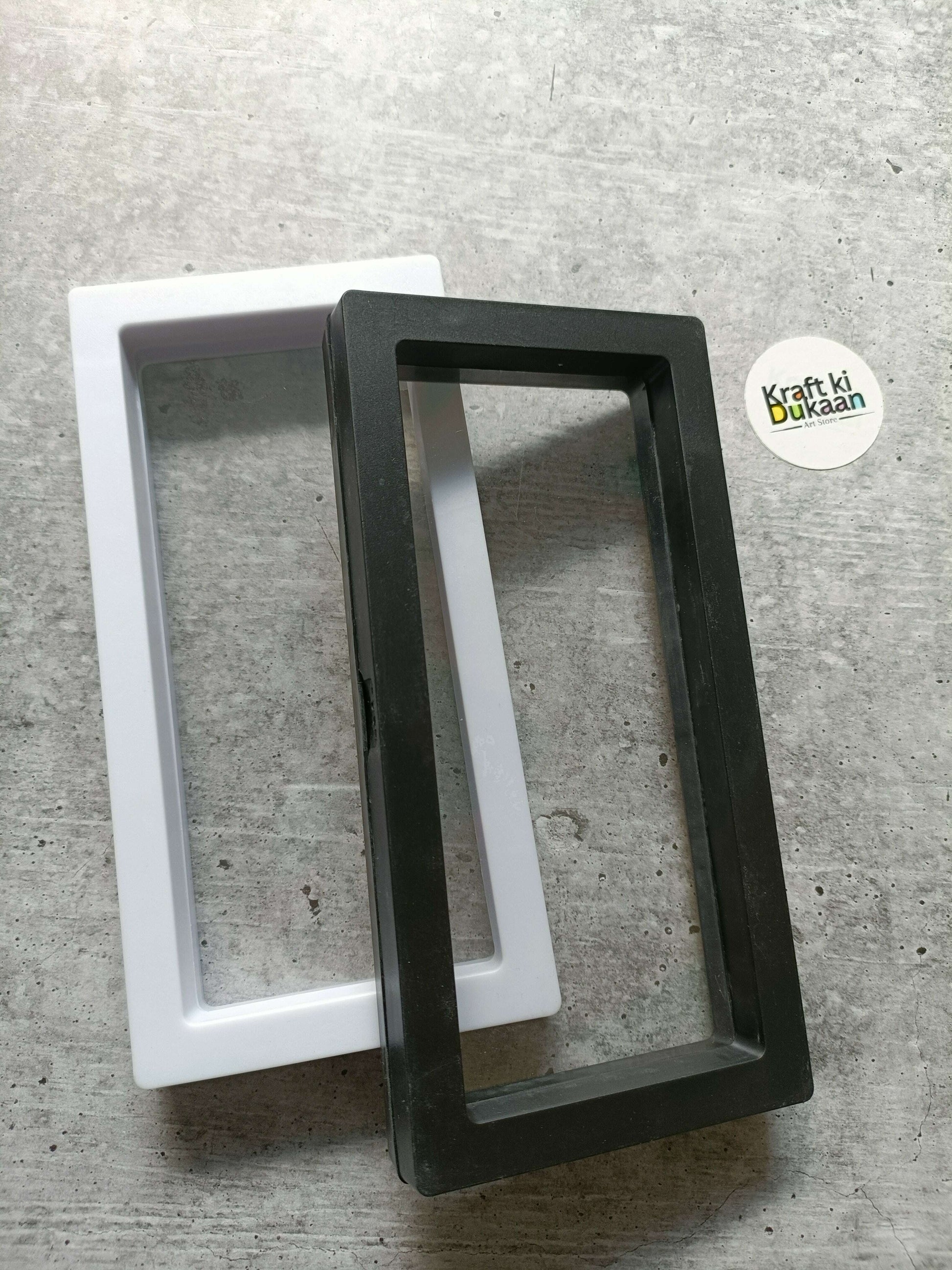 Black and white packing display box frames with rectangular window openings