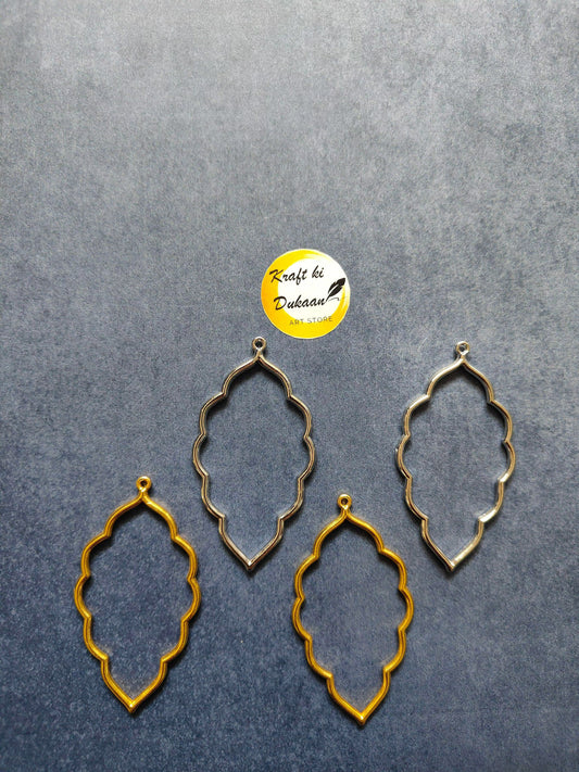 Leaf bezel pendant set of 5 leaf-shaped frames, assorted silver and gold
