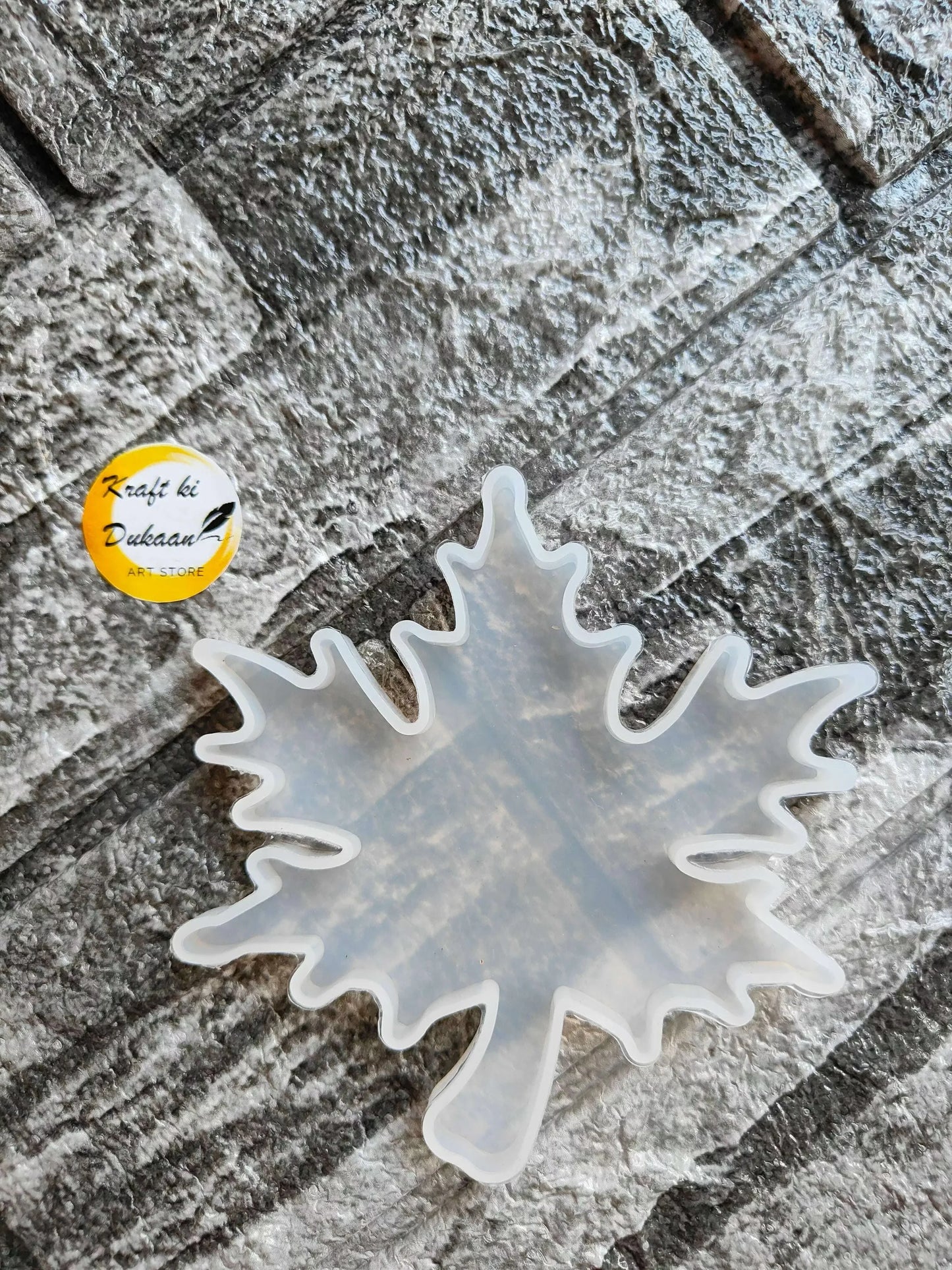 Maple Leaf Mould—clear leaf-shaped silicone mold with raised veins