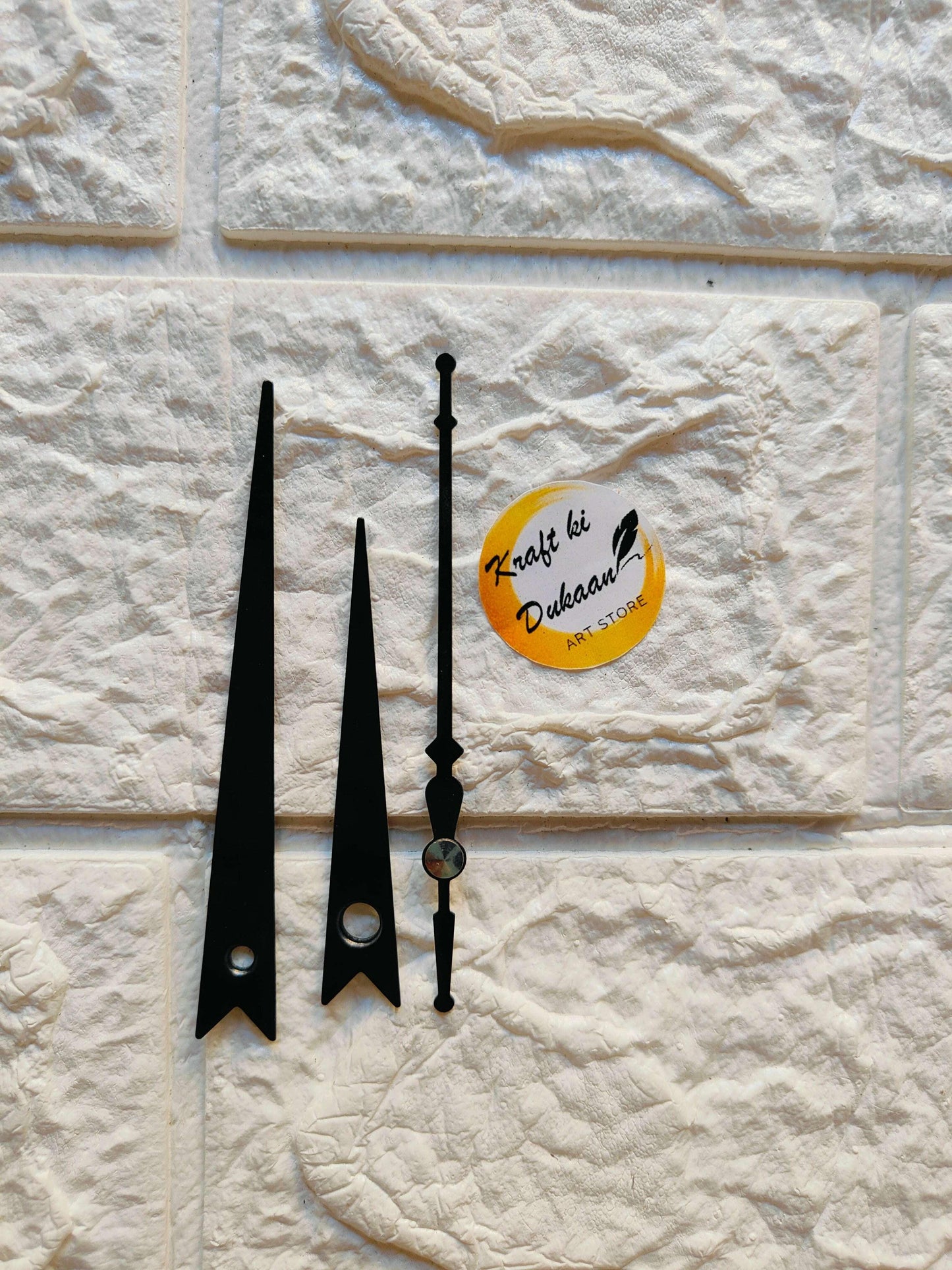 Clock Hands Metal A3, black metal hands with pointed tips and center mount
