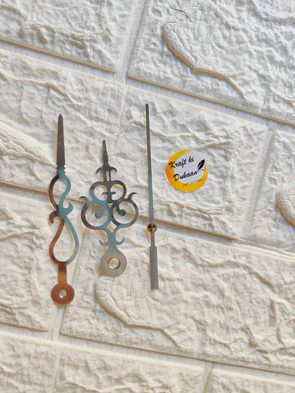 Set of metal clock hands for crafts in various designs for DIY projects and clock making