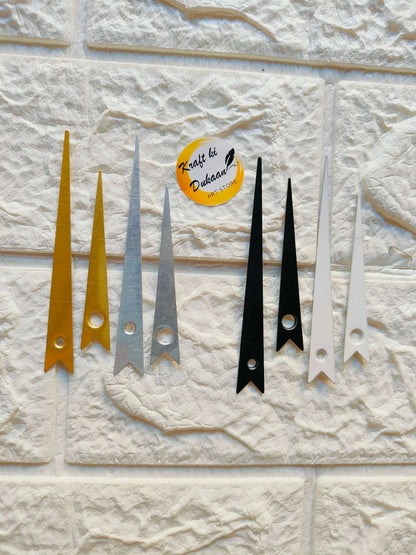 Clock Hands Metal A3—mixed metal hands with pointed tips and mounting holes