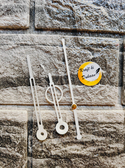 Set of metal clock hands for crafts in white for DIY clock making projects