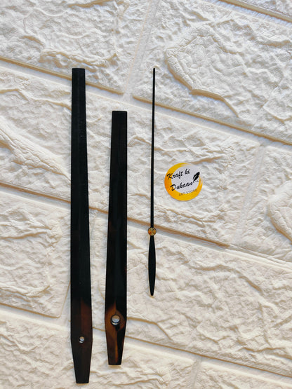 Set of metal clock hands for DIY projects in black and brown colors for custom clock making